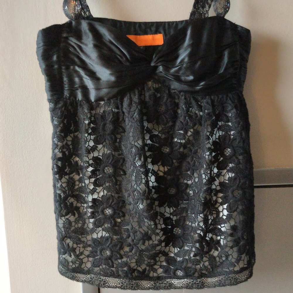 Cynthia Steffe Black Lace and silk top size 4